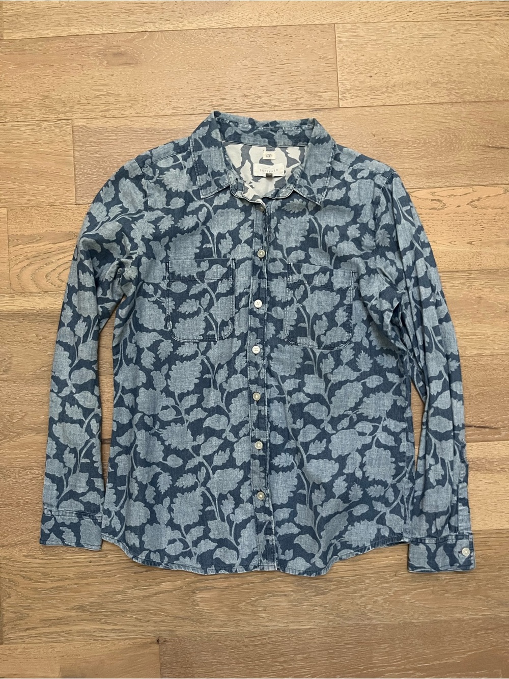 Loft Cotton Blue Floral Button-Up Shirt